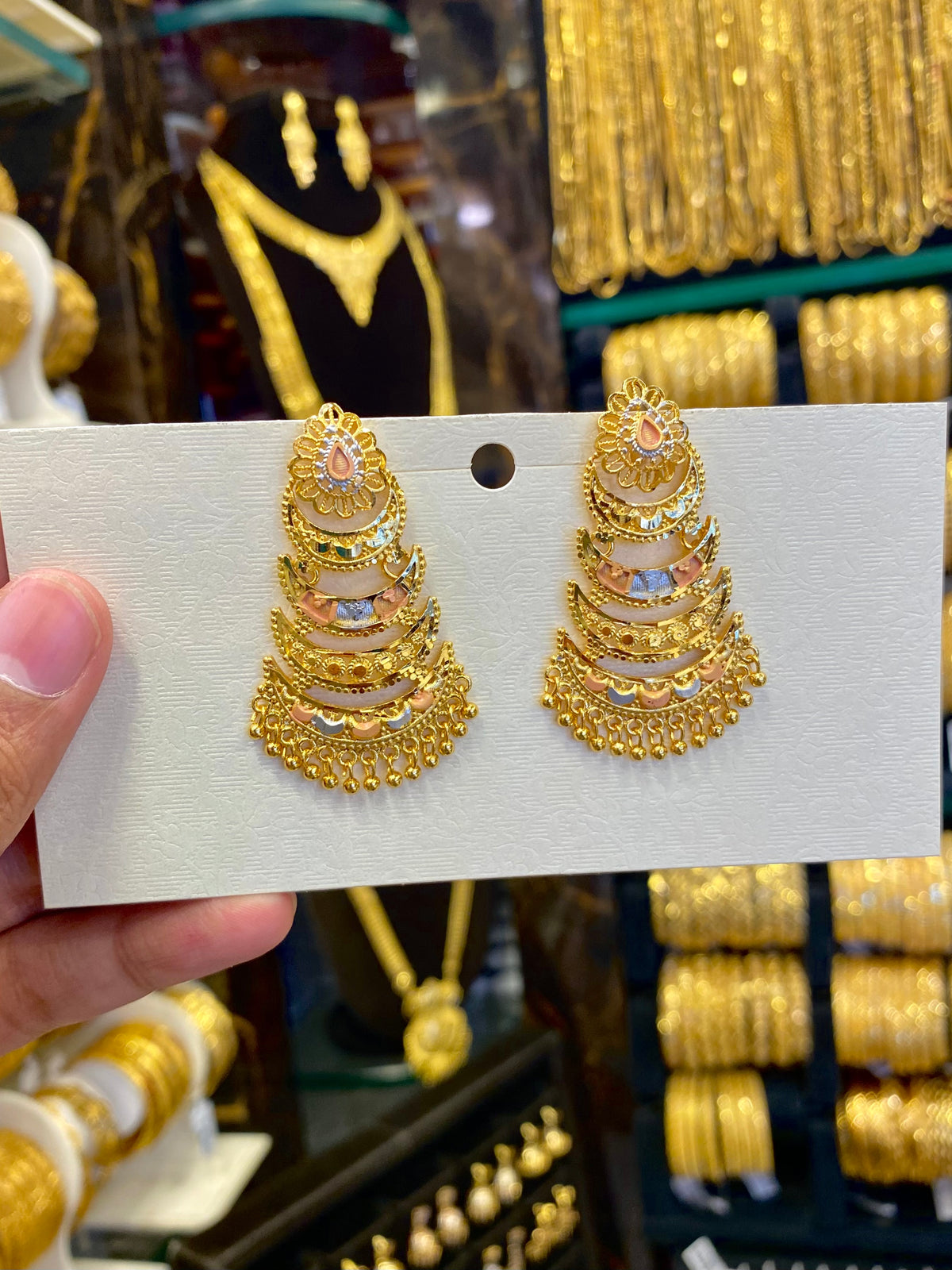 Gold Plated Tri Mix Earring - Medium Size