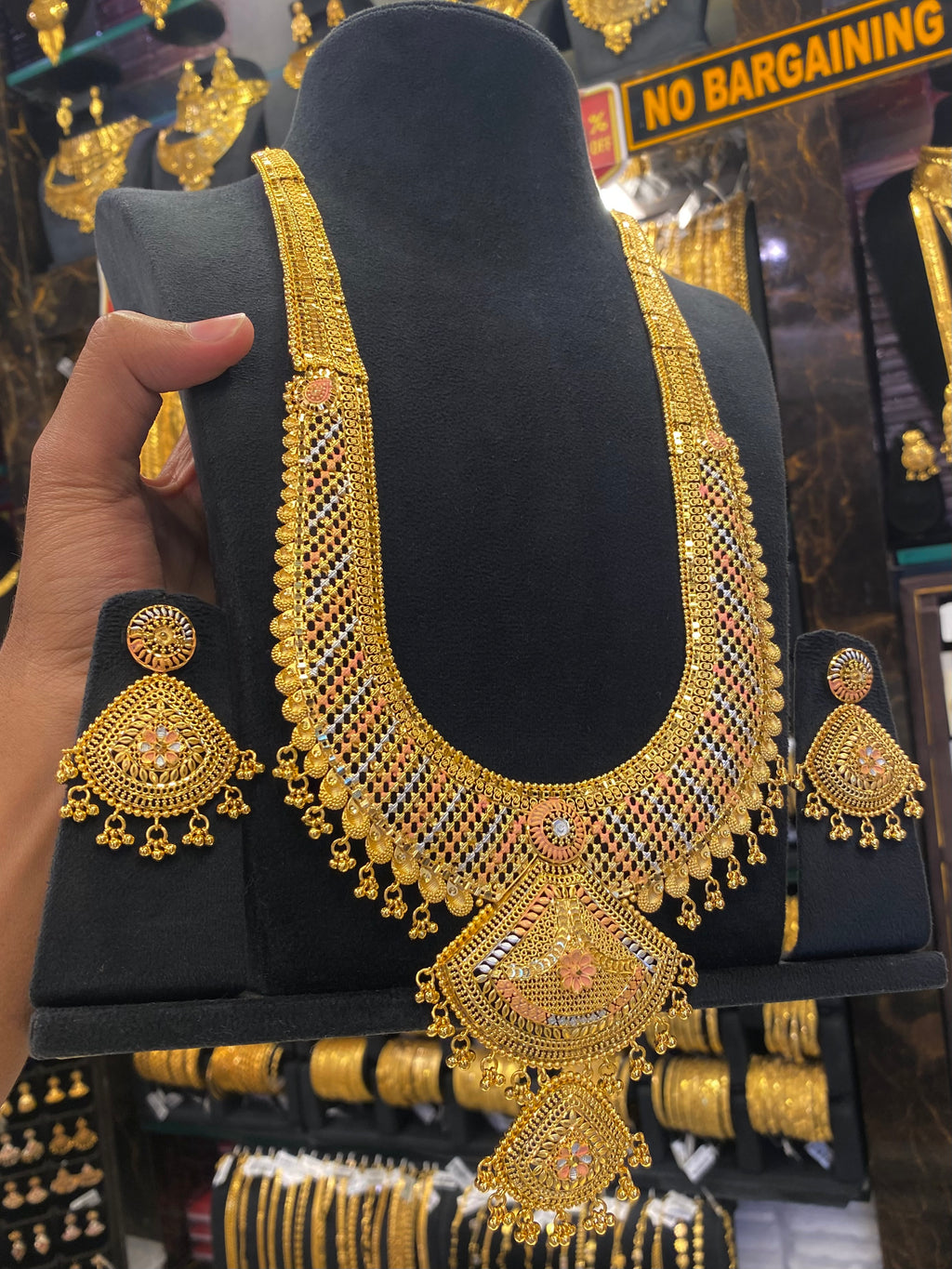 Calcutta Style Heavy Bridal Set Tri Mix - Gold Plated