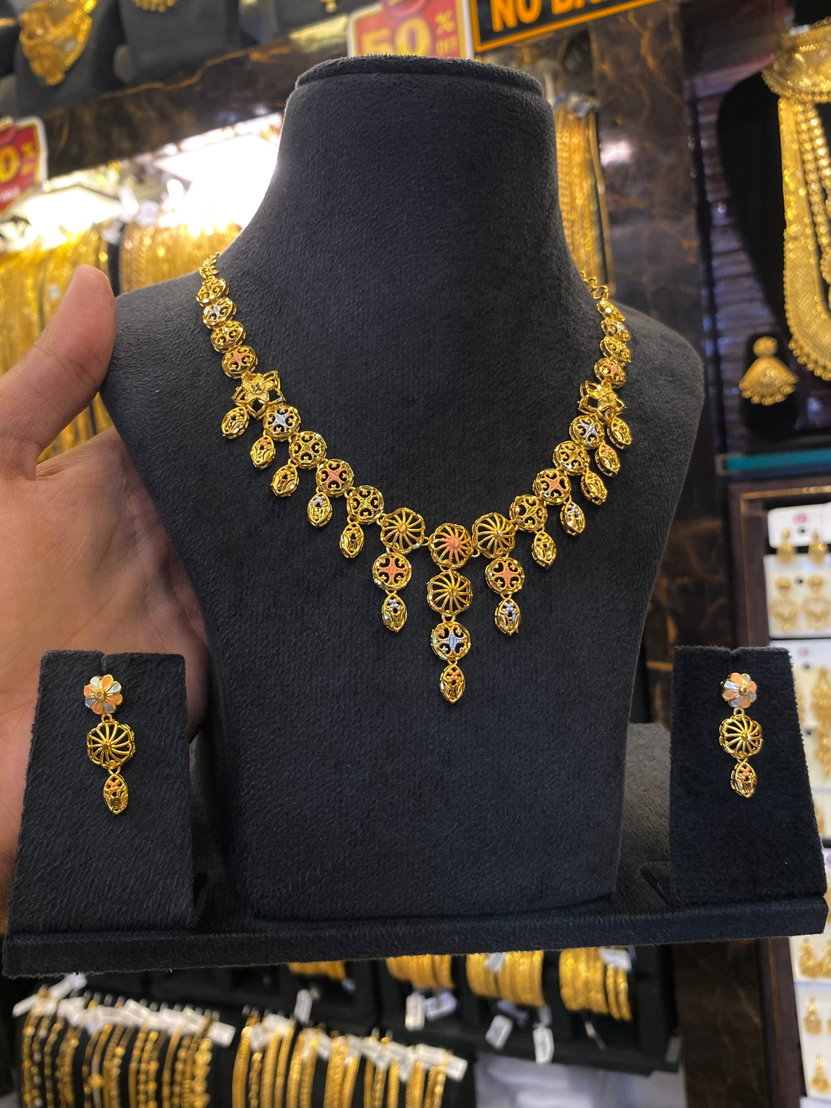 Turkish Style Neck Set Tri Mix - Gold Plated