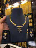 Statement Neck Set Cz Stone - Gold Plated