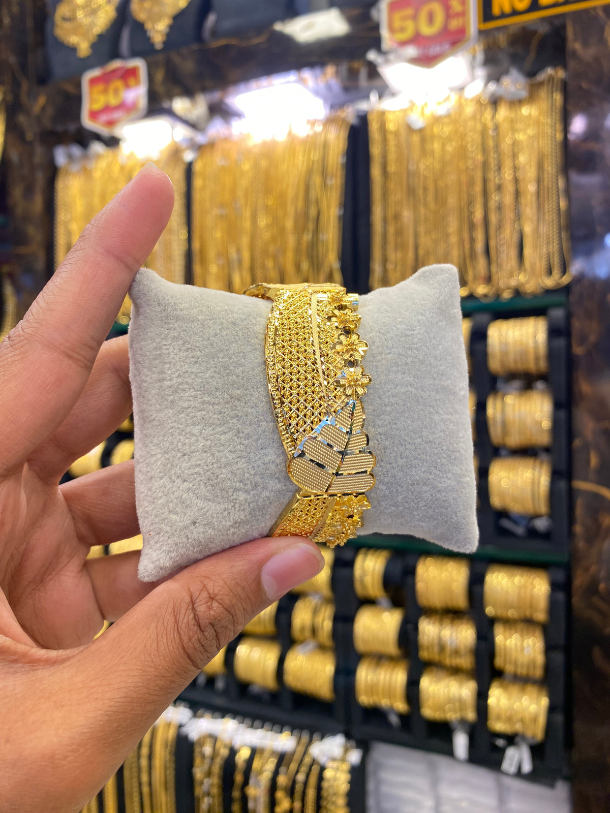 Floral kada bangle gold plated - 1Pcs