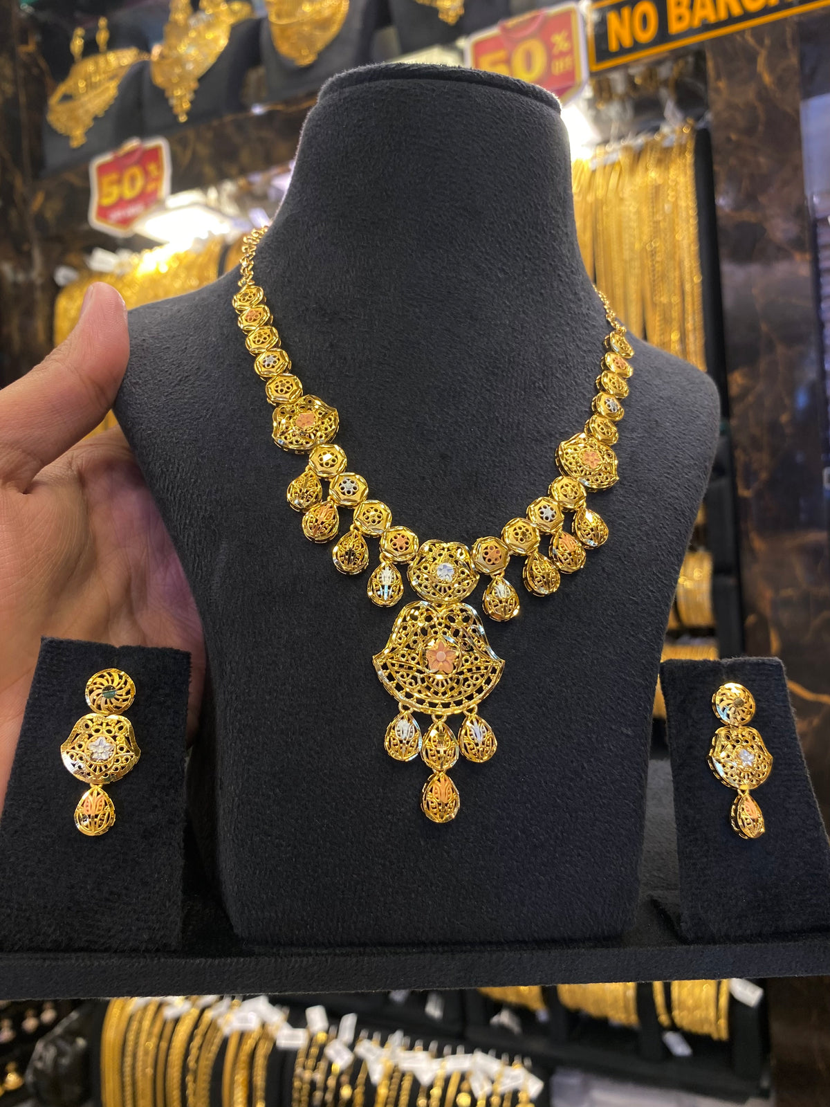Turkish Style Neck Set Tri Mix - Gold Plated