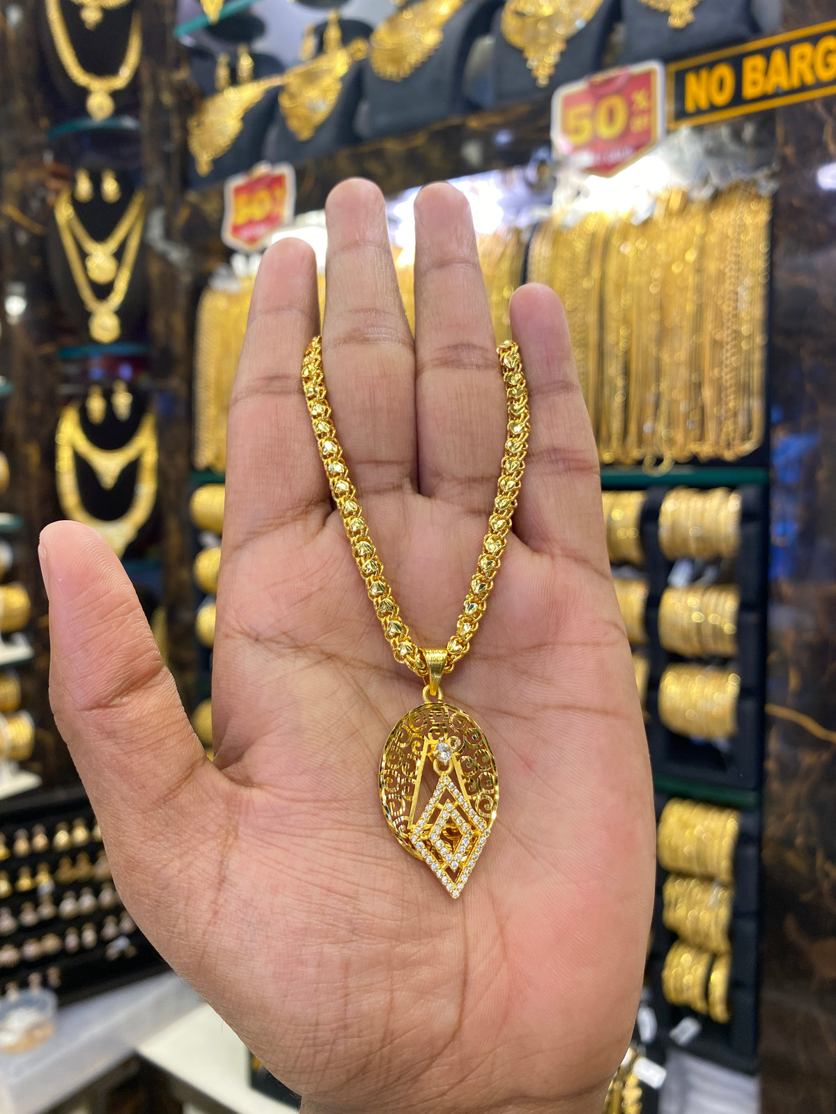 Gold Plated Pendant Chain Cz Stone - 24” Length