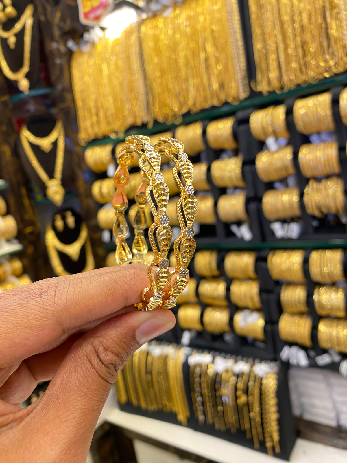 Arabic Style Bangle 2Pcs - Rodhium Plated