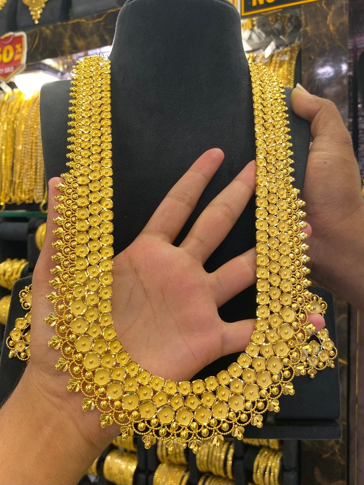 18k Plated Honey Comb Design Calcutta Style Heavy Bridal Set - FAA FASHION