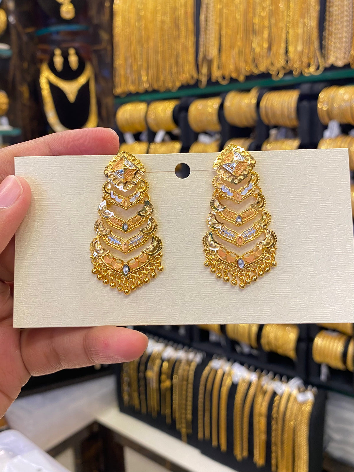 Gold Plated Tri Mix Earring - Medium Size