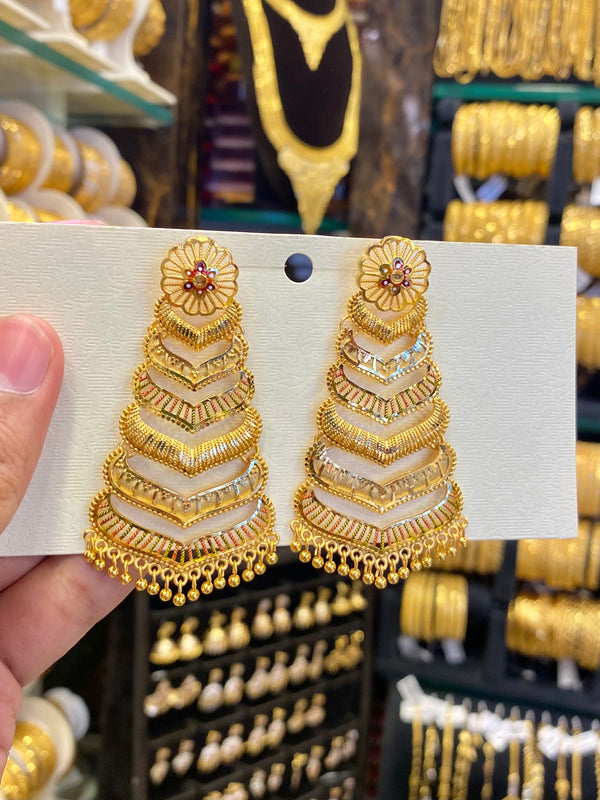 Gold Plated Earring Meenakari Style
