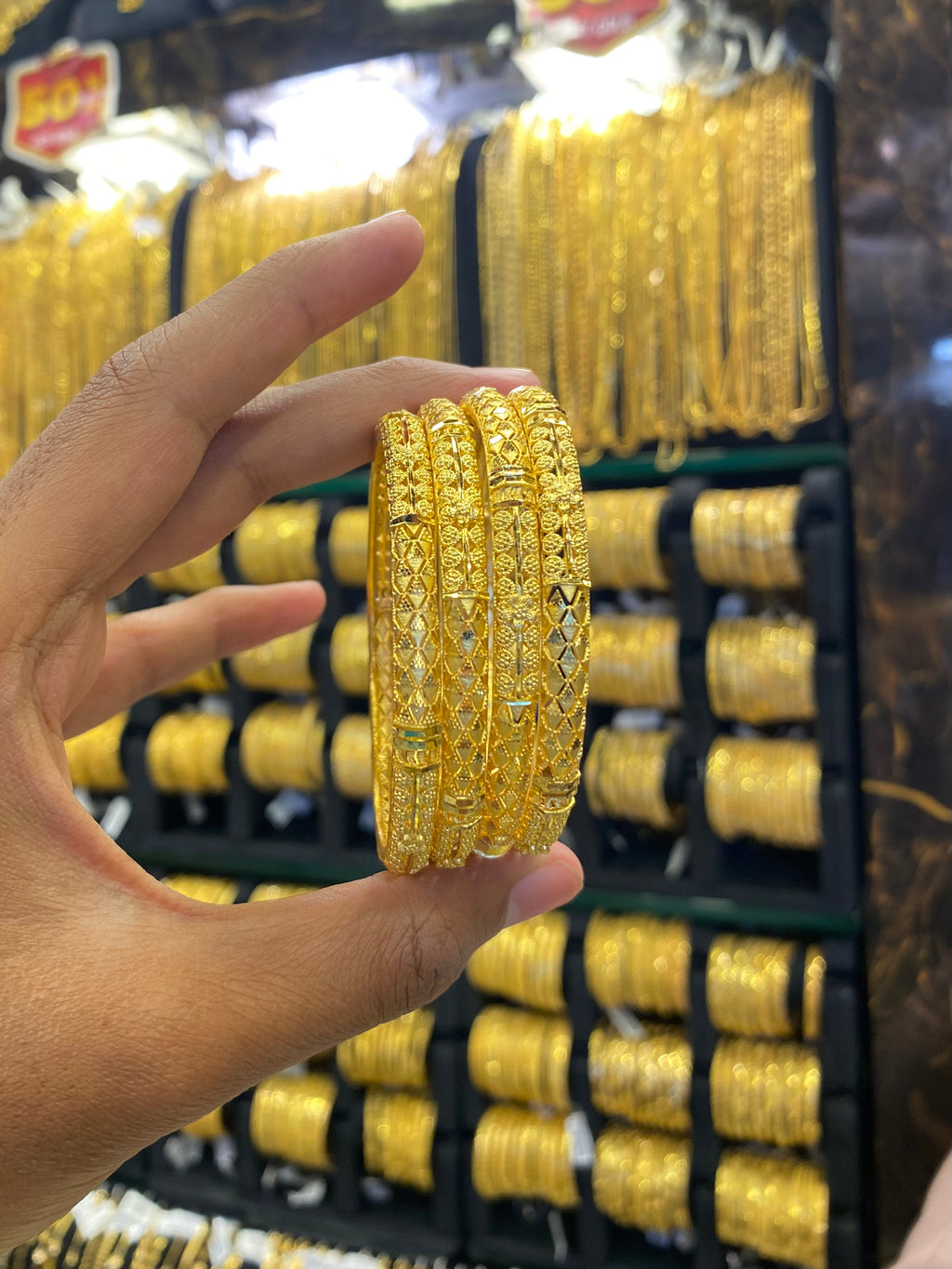 Gold Plated Bangle 4Pcs Full Gold