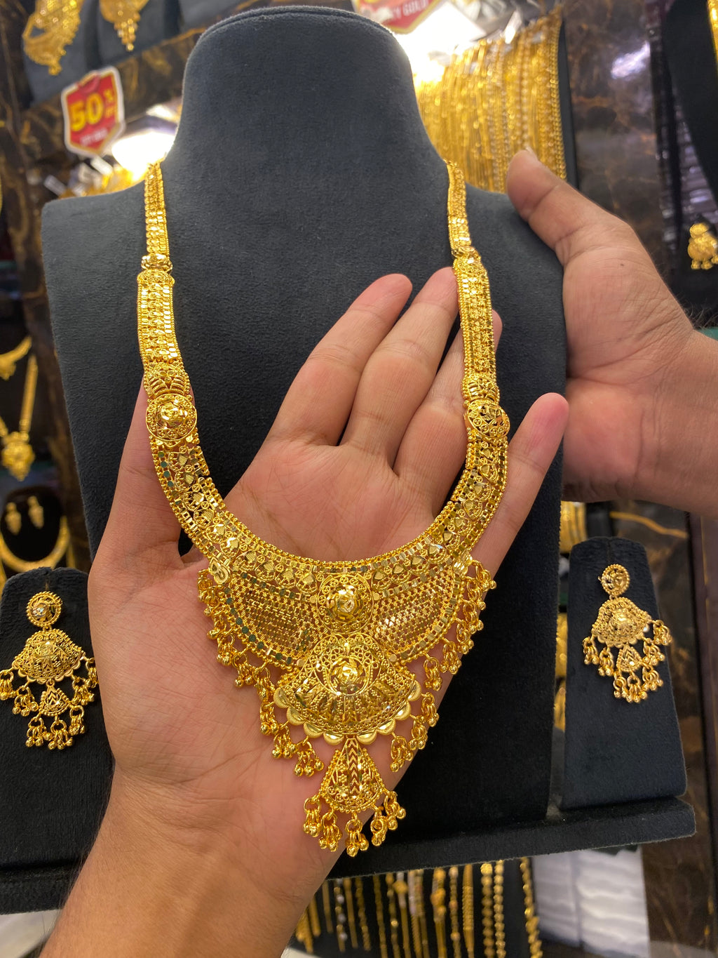 Calcutta Style Heavy Long Set Full Gold - Gold Plated