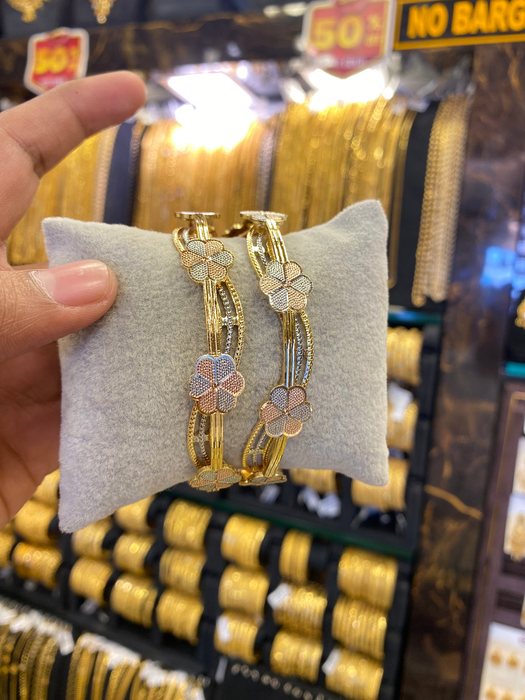 Arabic style bangle 2pcs - Tri colour