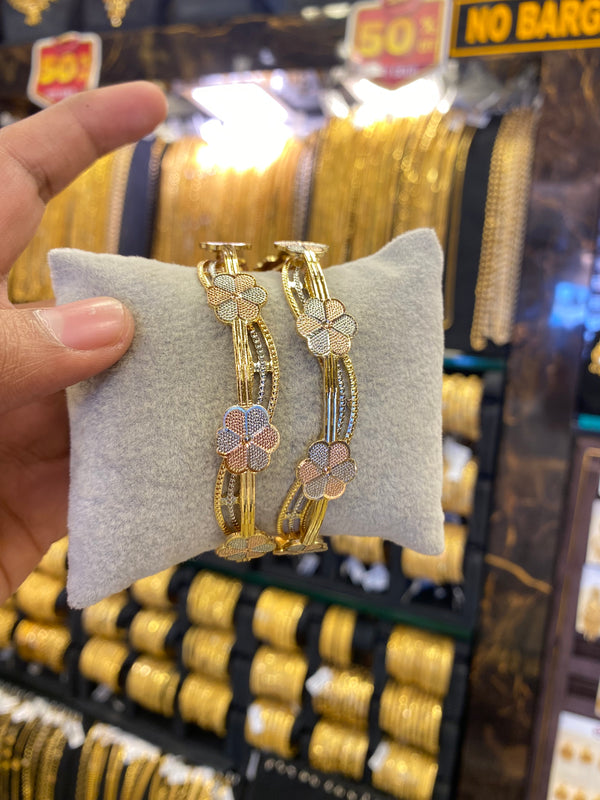 Arabic style bangle 2pcs - Tri colour