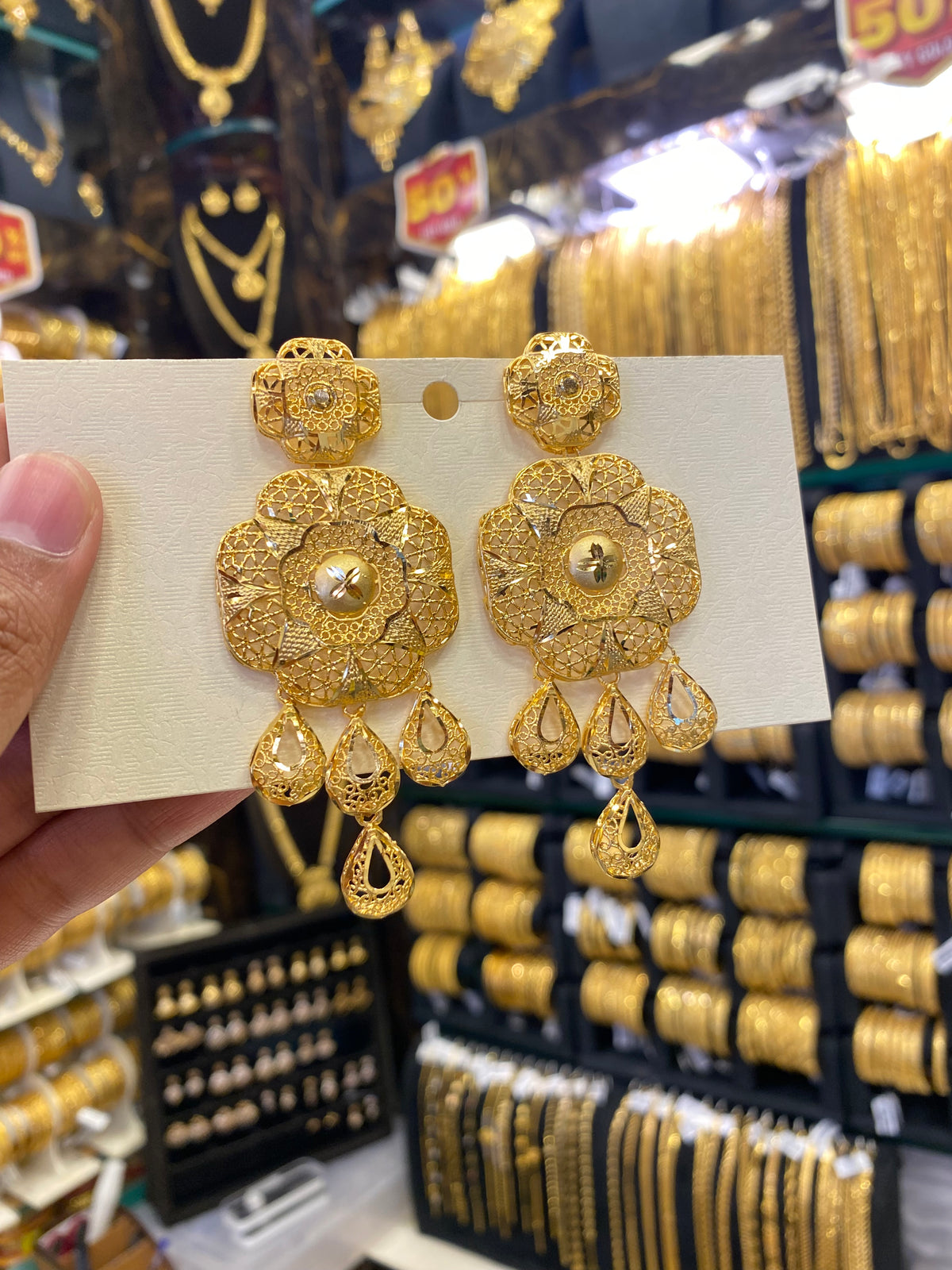 Turkish Style Earrings Full Gold - Gold Plated