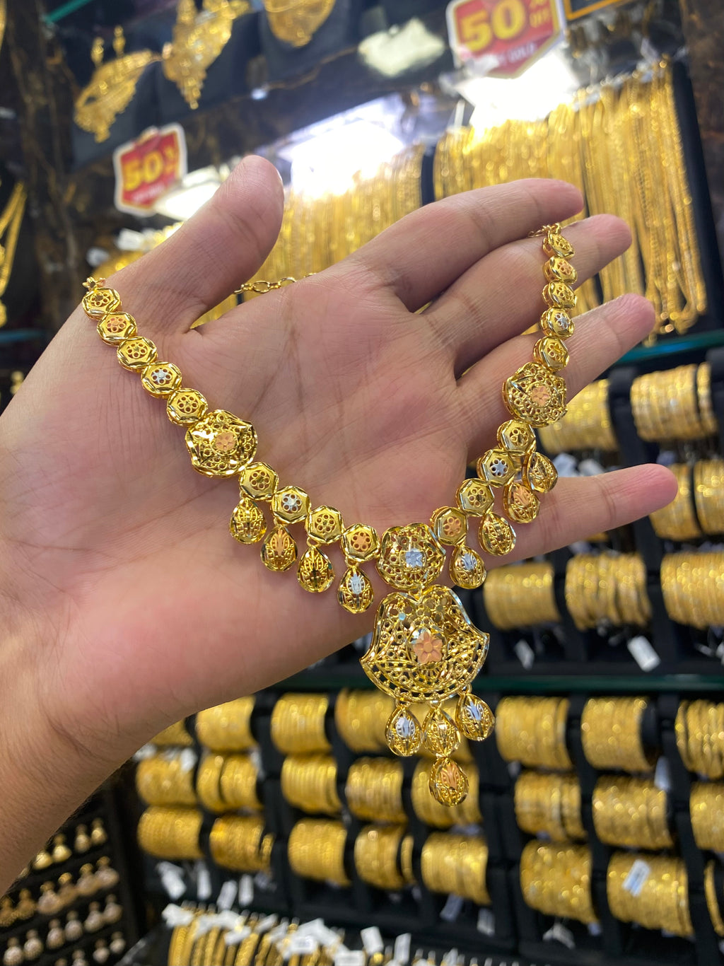 Turkish Style Neck Set Tri Mix - Gold Plated