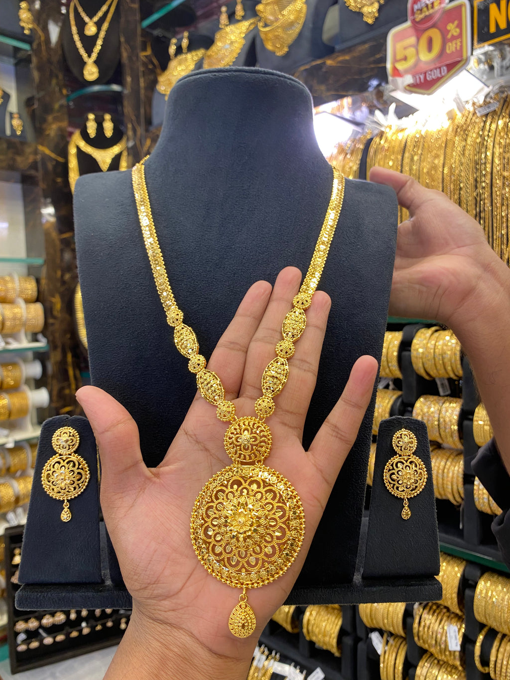 Calcutta Style Gold Plated Long Set