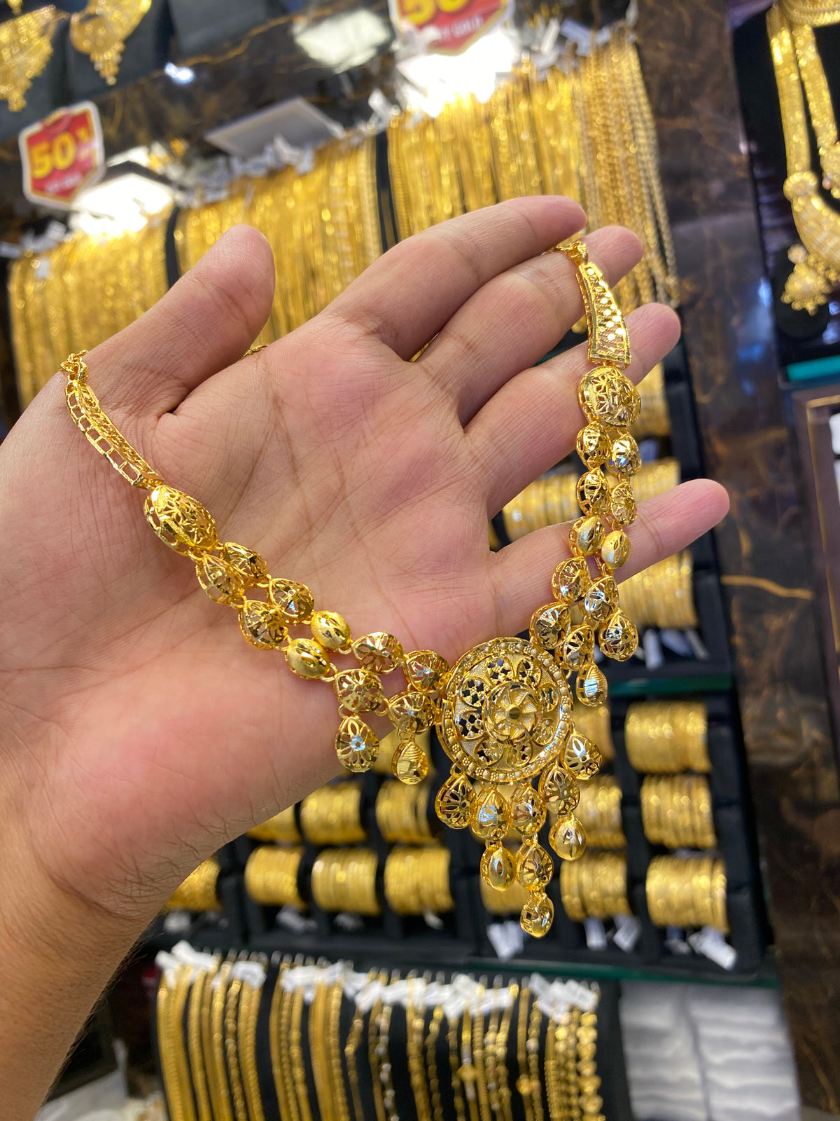 Turkish Style Neck Flowral Design - Gold Plated