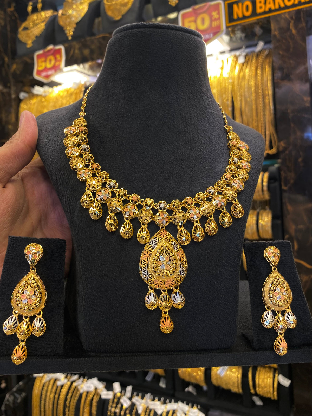 Turkish Style Neck Set Tri Mix - Gold Plated