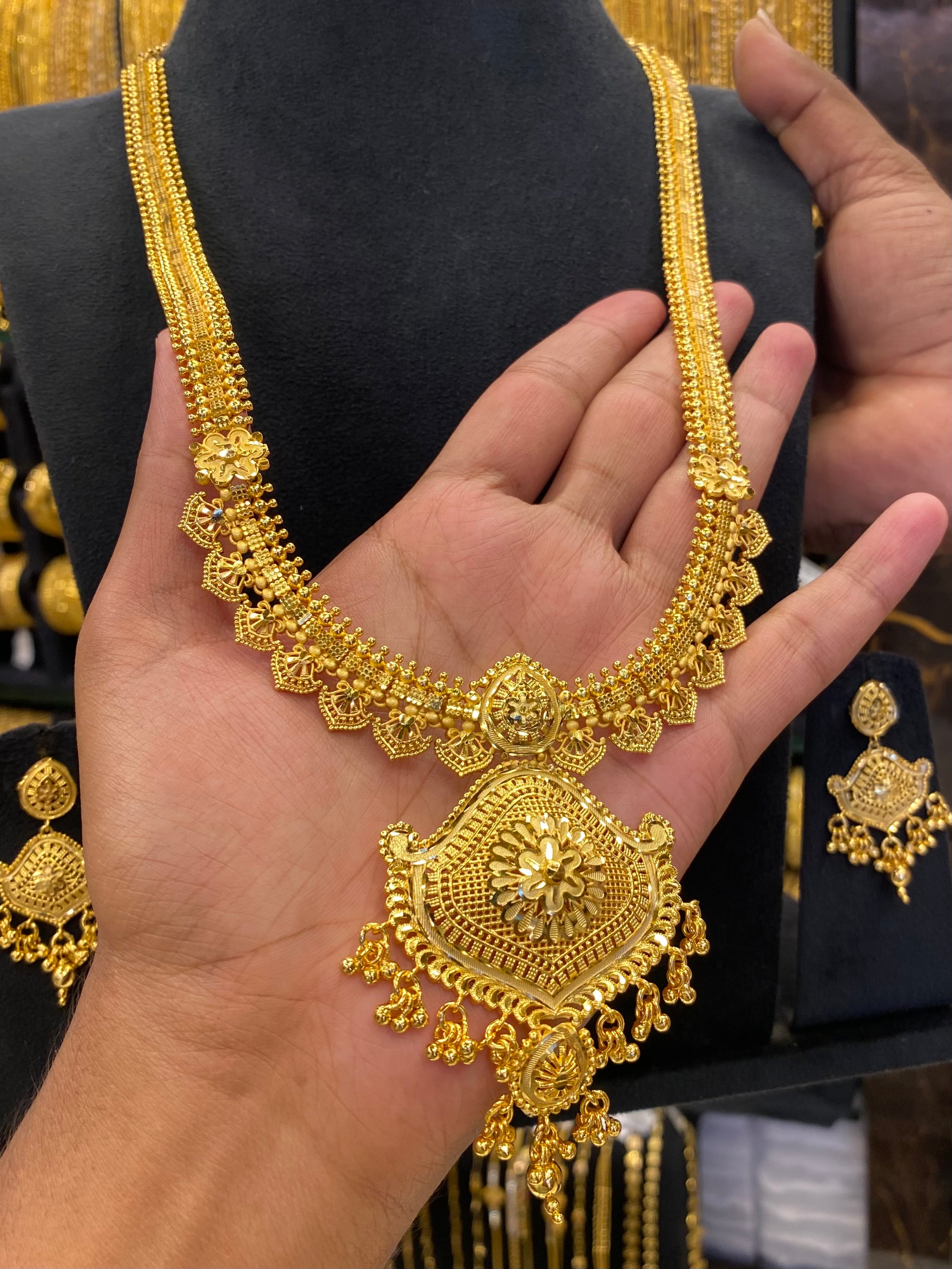 Calcutta Style Heavy Long Set Full Gold - Gold Plated