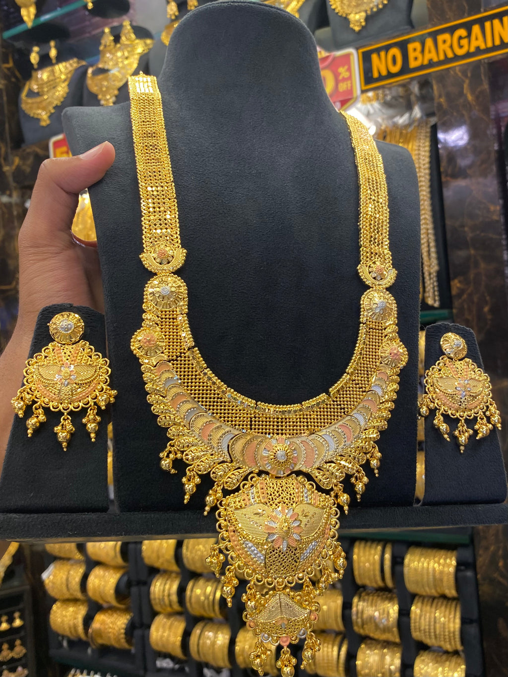 Calcutta Style Heavy Bridal Set Tri Mix - Gold Plated