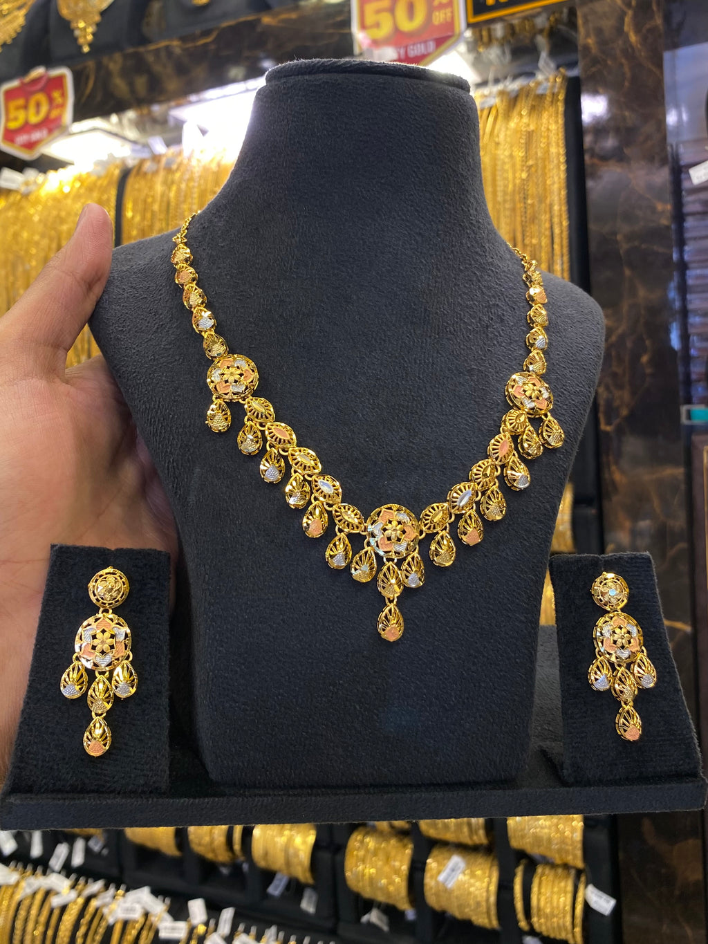Turkish Style Neck Set Tri Mix - Gold Plated
