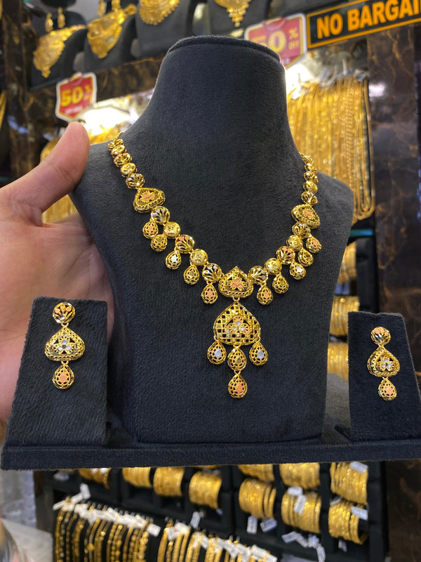Turkish Style Neck Set Tri Mix - Gold Plated