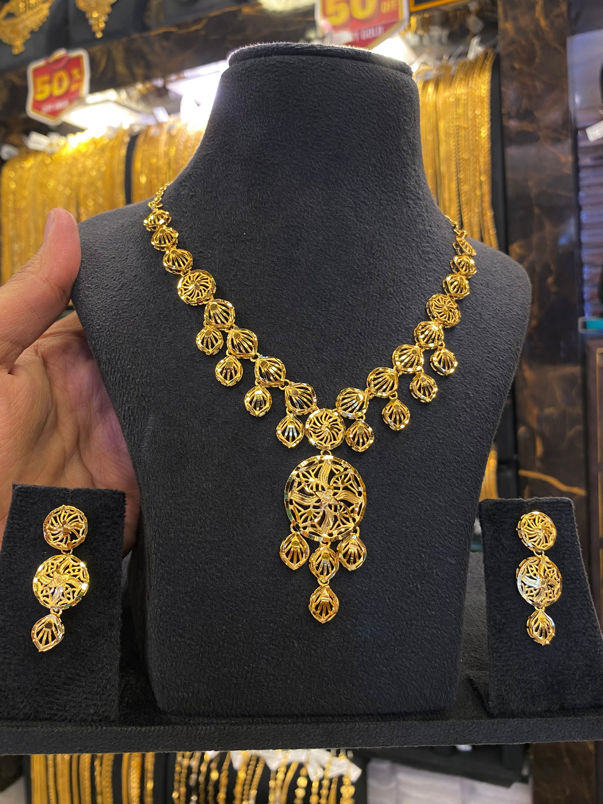 Turkish Style Neck Set Full Gold - Gold Plated
