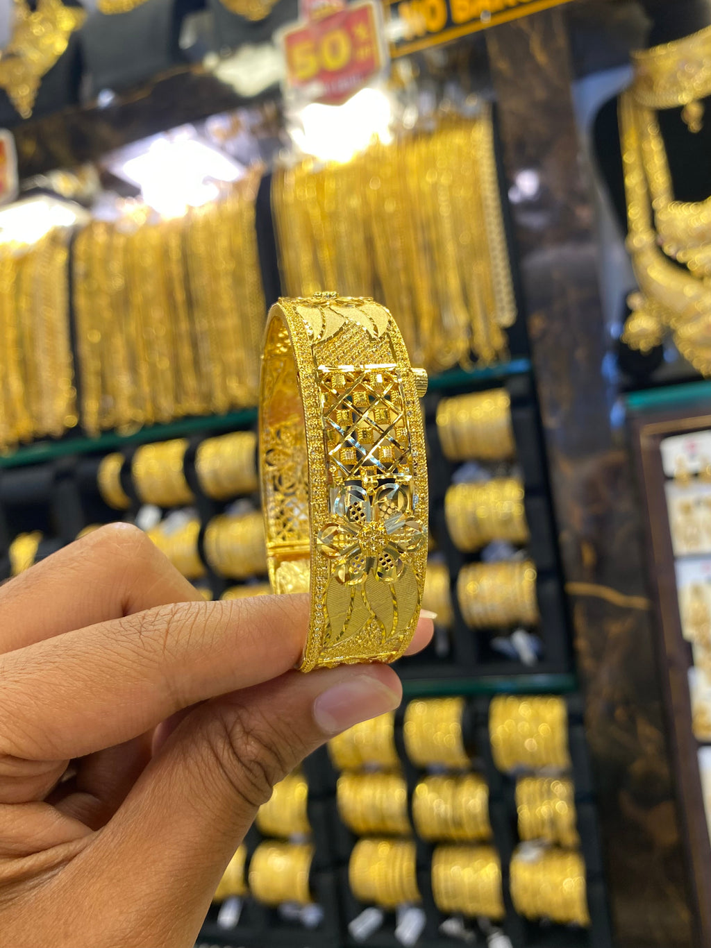 Gold Plated Kada Bangle Screw Type 1Pcs- Full Gold