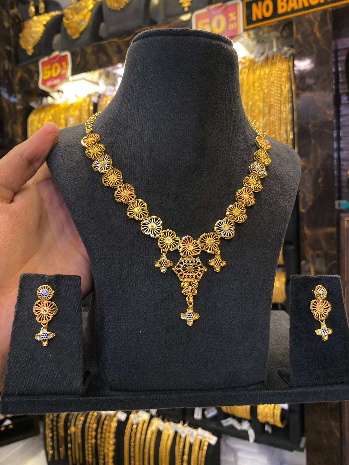 Turkish Style Neck Sleek Type Tri Mix - Gold Plated