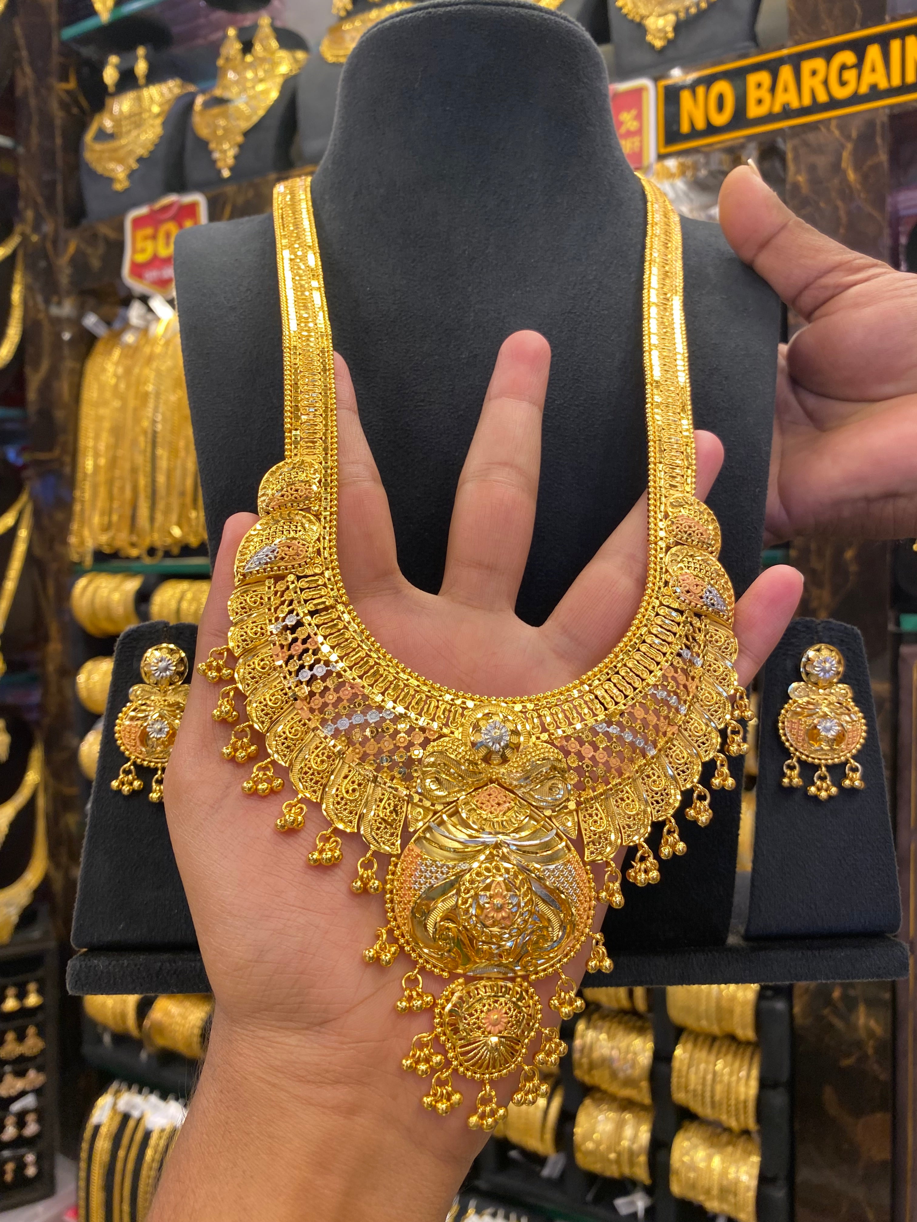 Calcutta Style Heavy Bridal Set Tri Mix - Gold Plated