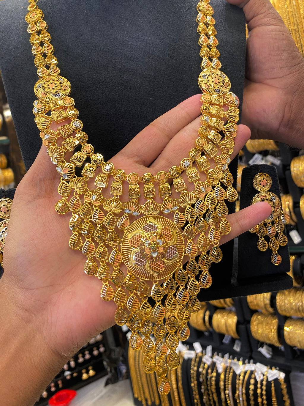 Turkish Style Bridal Set Heavy Tri Mix - Gold Plated