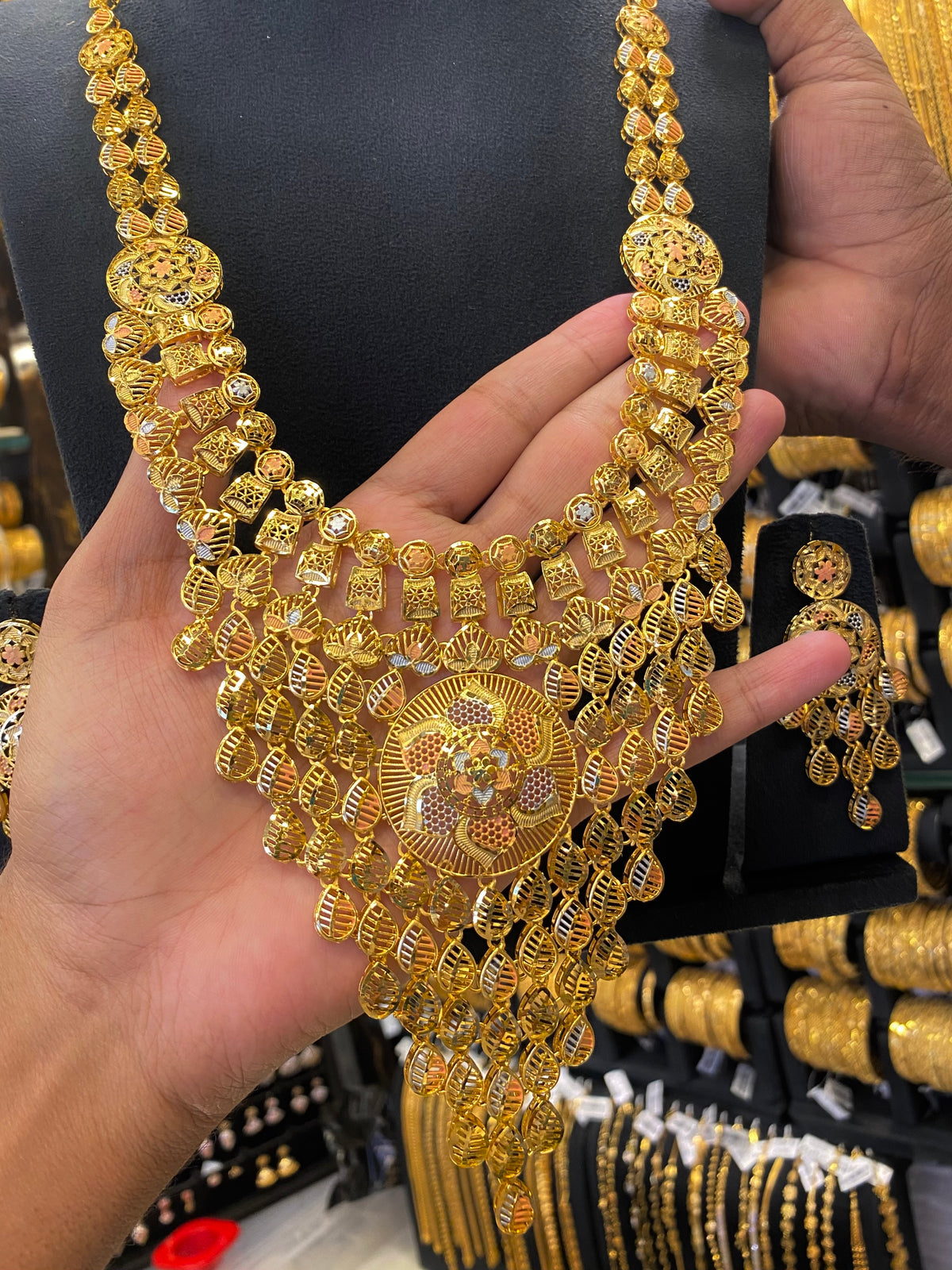 Turkish Style Bridal Set Heavy Tri Mix - Gold Plated