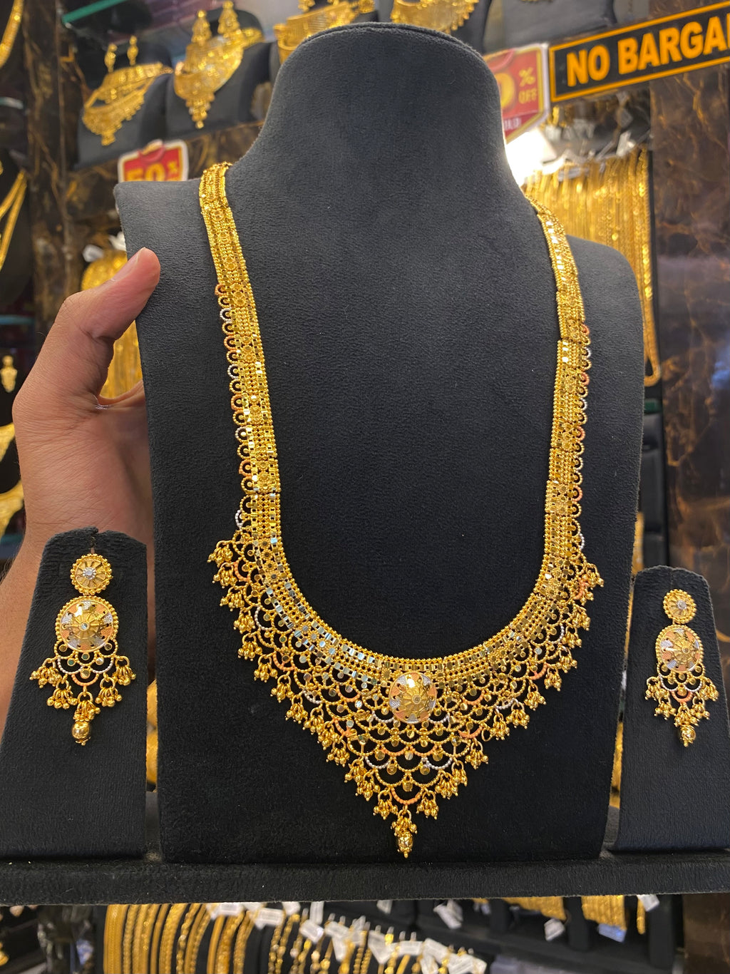 Calcutta Style Long Set Tri Mix -Gold Plated