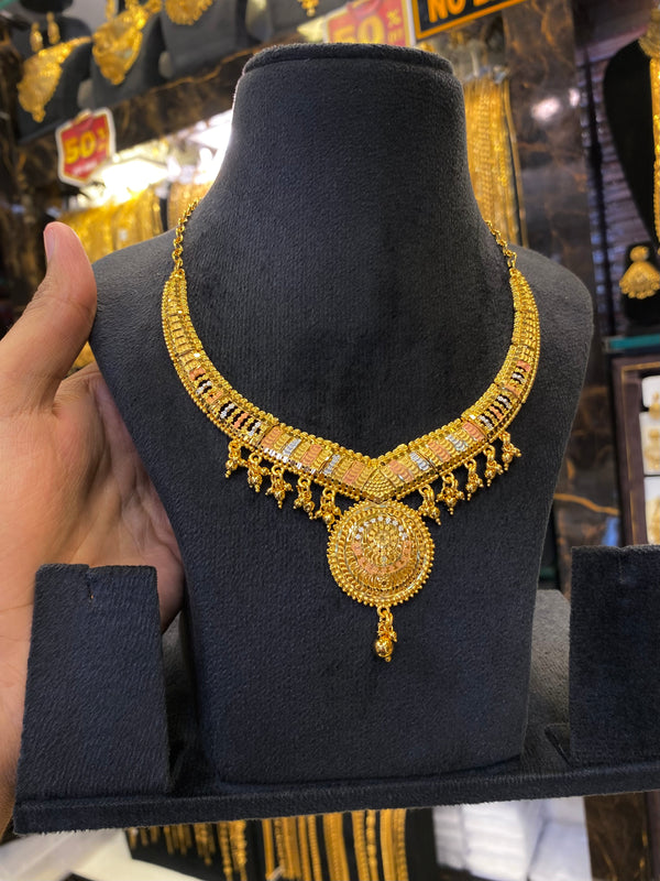 Calcutta Style Neck Set Tri Mix - Gold Plated