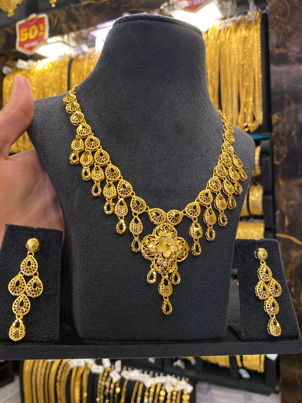 Turkish Style Neck Set Full Gold - Gold Plated