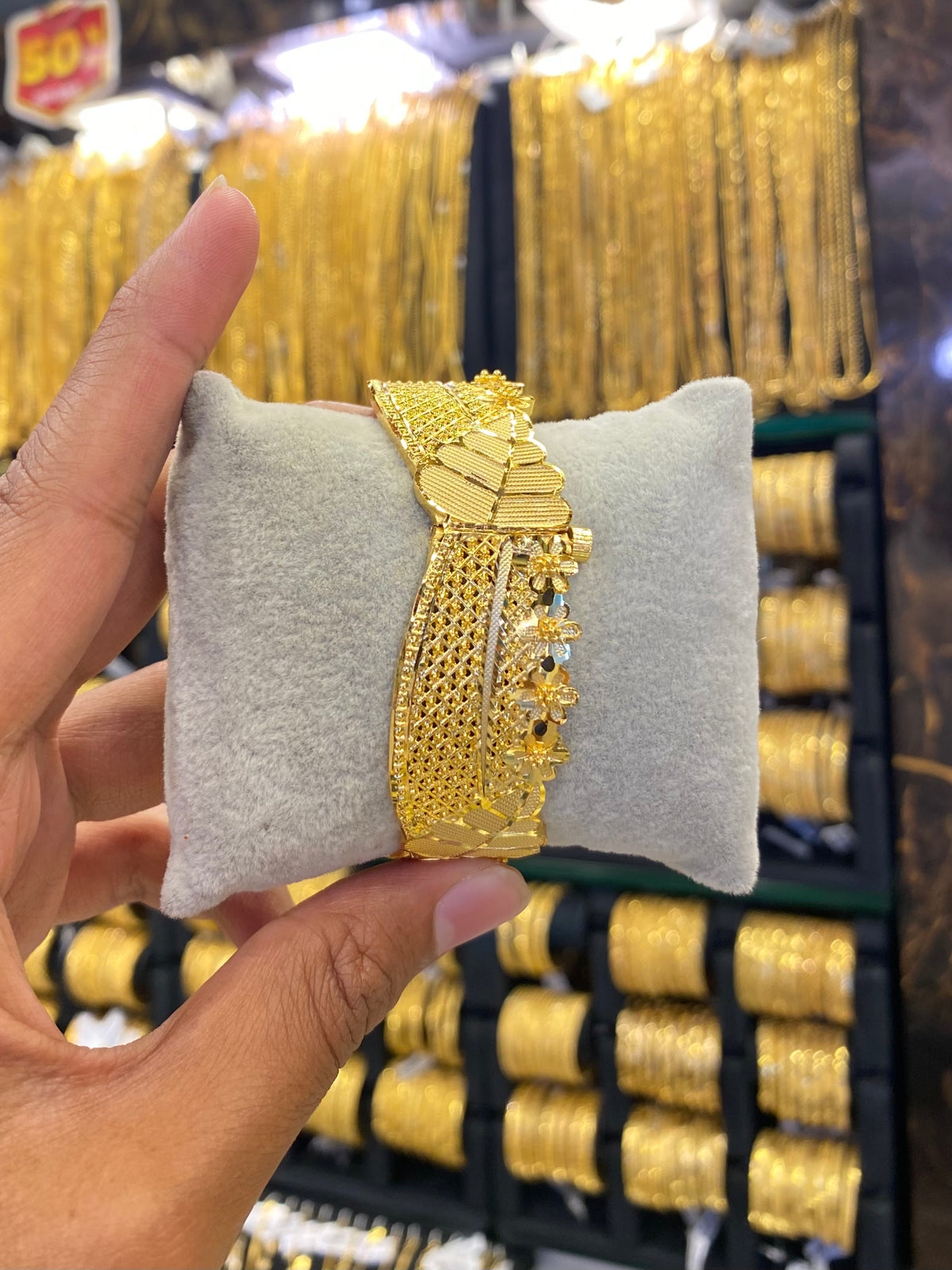 Floral kada bangle gold plated - 1Pcs