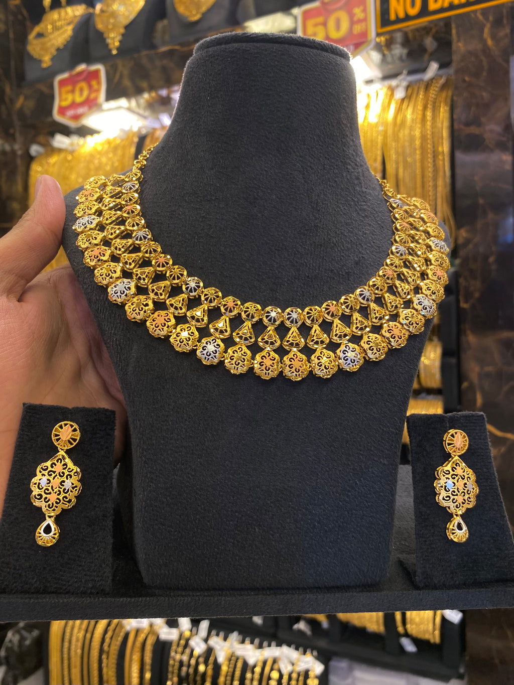 Turkish Style Neck Set Tri Mix- Gold Plated