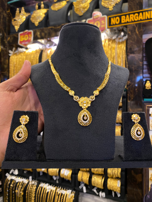 Statement Neck Set Cz Stone - Gold Plated