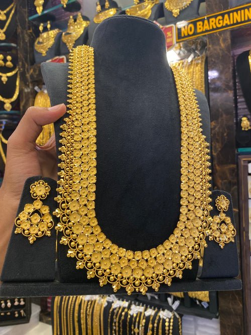 18k Plated Honey Comb Design Calcutta Style Heavy Bridal Set