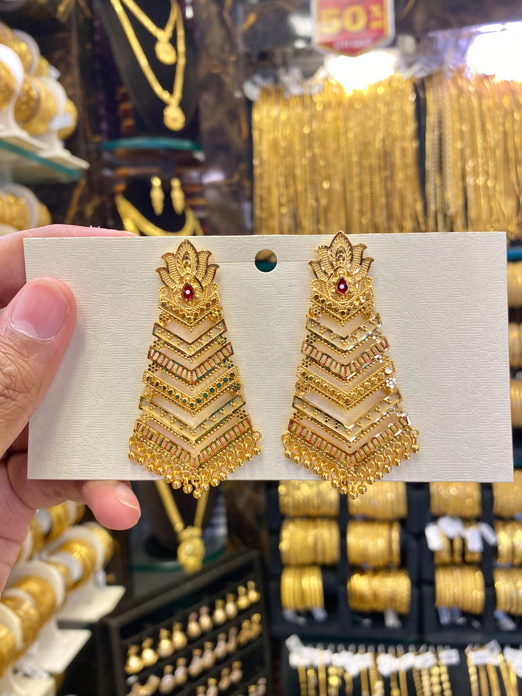 Gold Plated Earring Meenakari Style