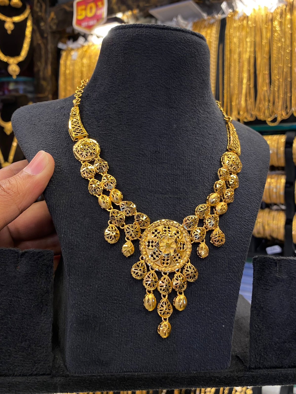 Turkish Style Neck Flowral Design - Gold Plated