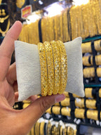 Gold plated bangles 4pcs - premium matte