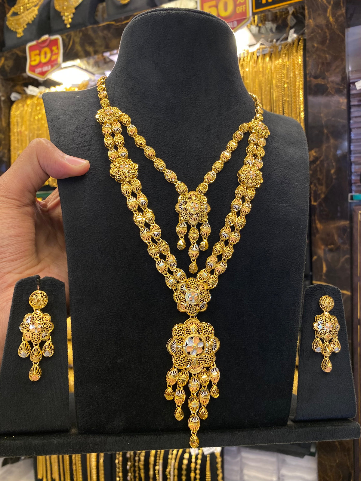 Turkish Style Long Set tri mix - Gold Plated