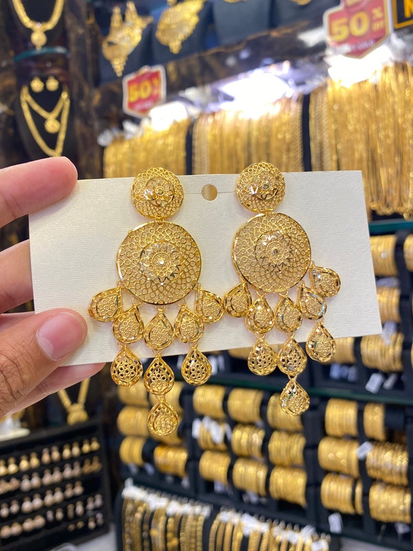 Turkish Style Earrings Full Gold - Gold Plated