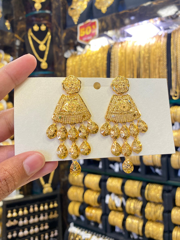 Turkish Style Earrings Full Gold - Gold Plated