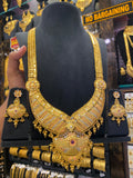 Calcutta Style Heavy Bridal Set Tri Mix - Gold Plated