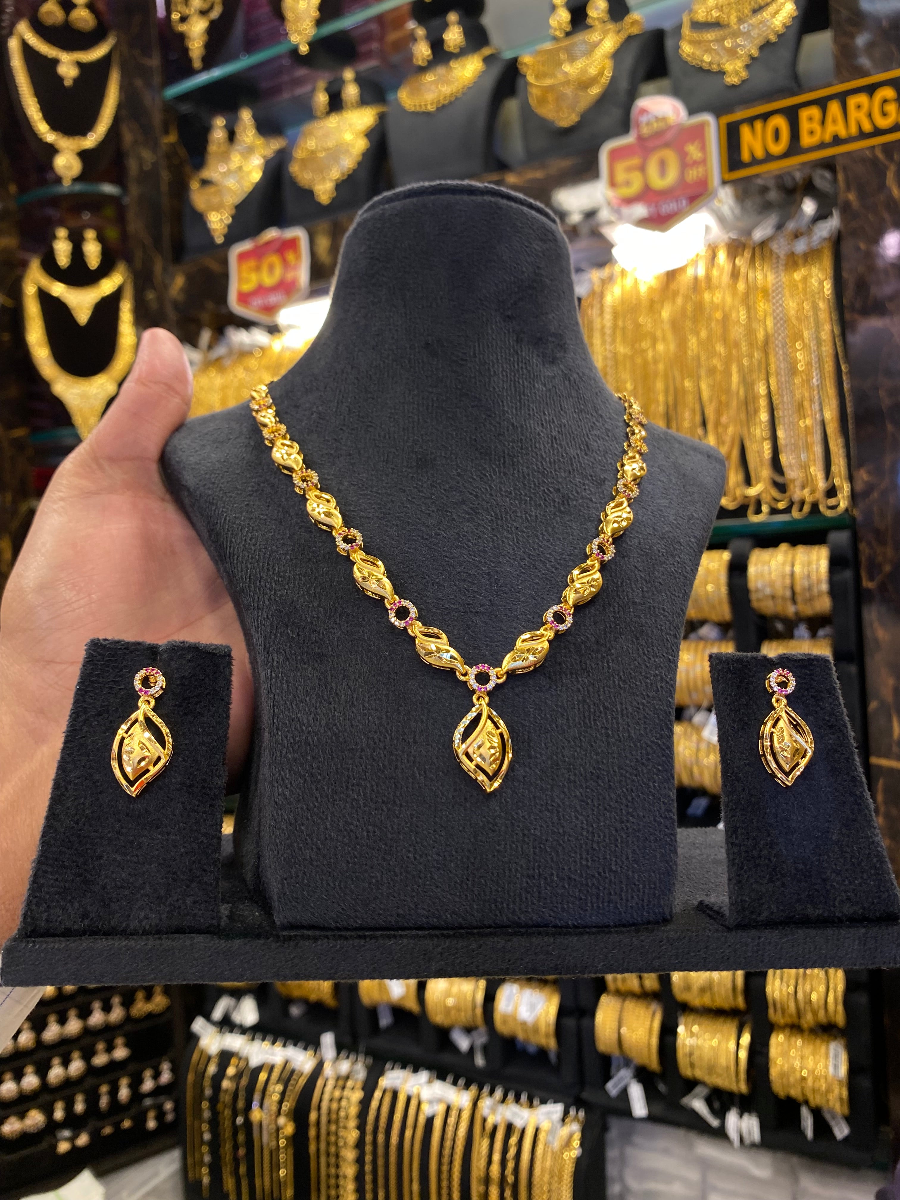 Statement Neck Set Cz Multi Stone - Gold Plated
