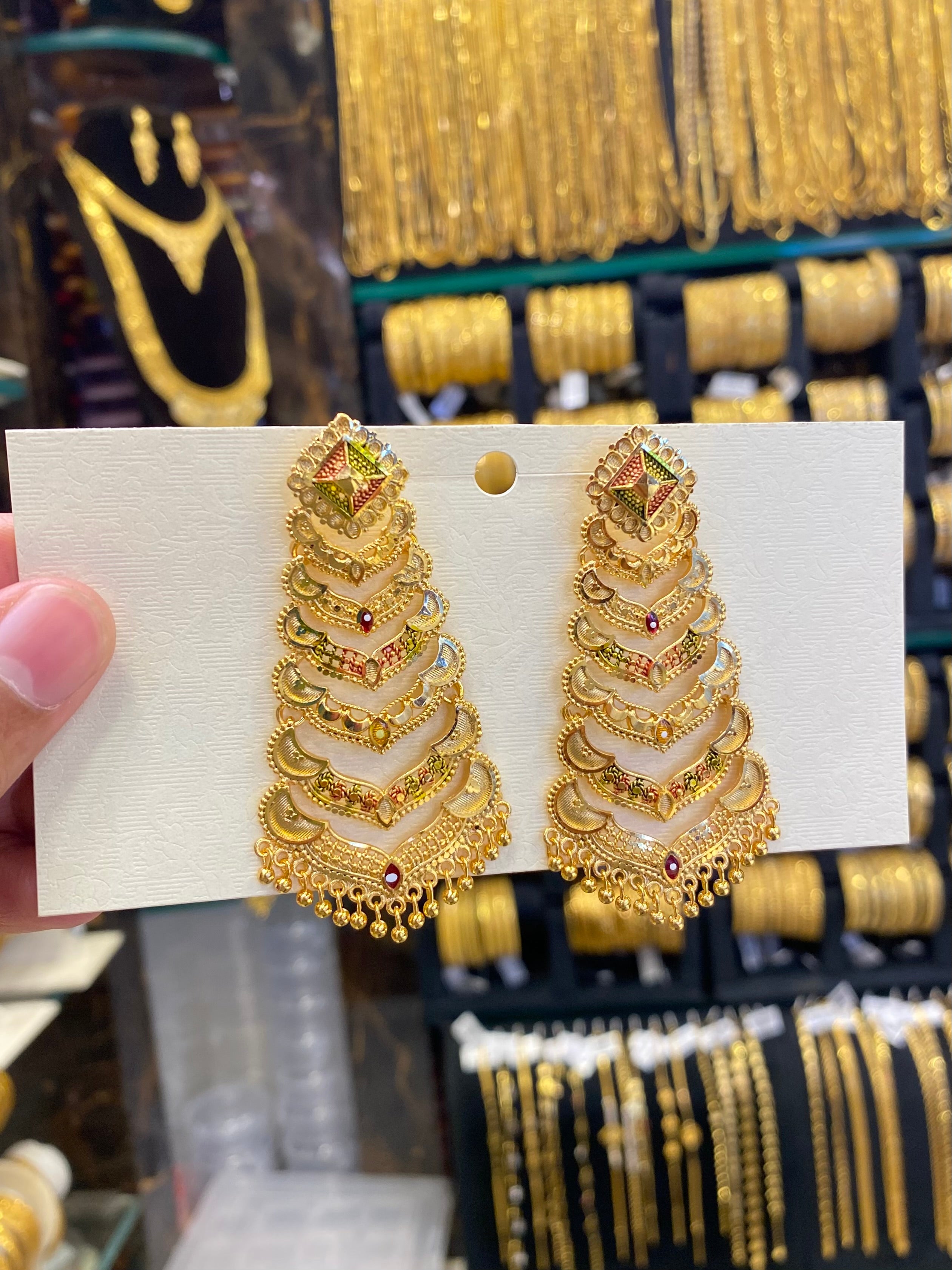 Gold Plated Earring Meenakari Style