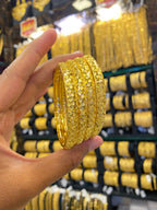 Gold plated bangles 4pcs - premium matte