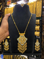 Kuwaiti Style Chain Set With Ring - Gold Plated