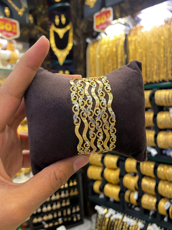 Arabic Style Bangle 6Pcs Sleek - Rodhium Plated