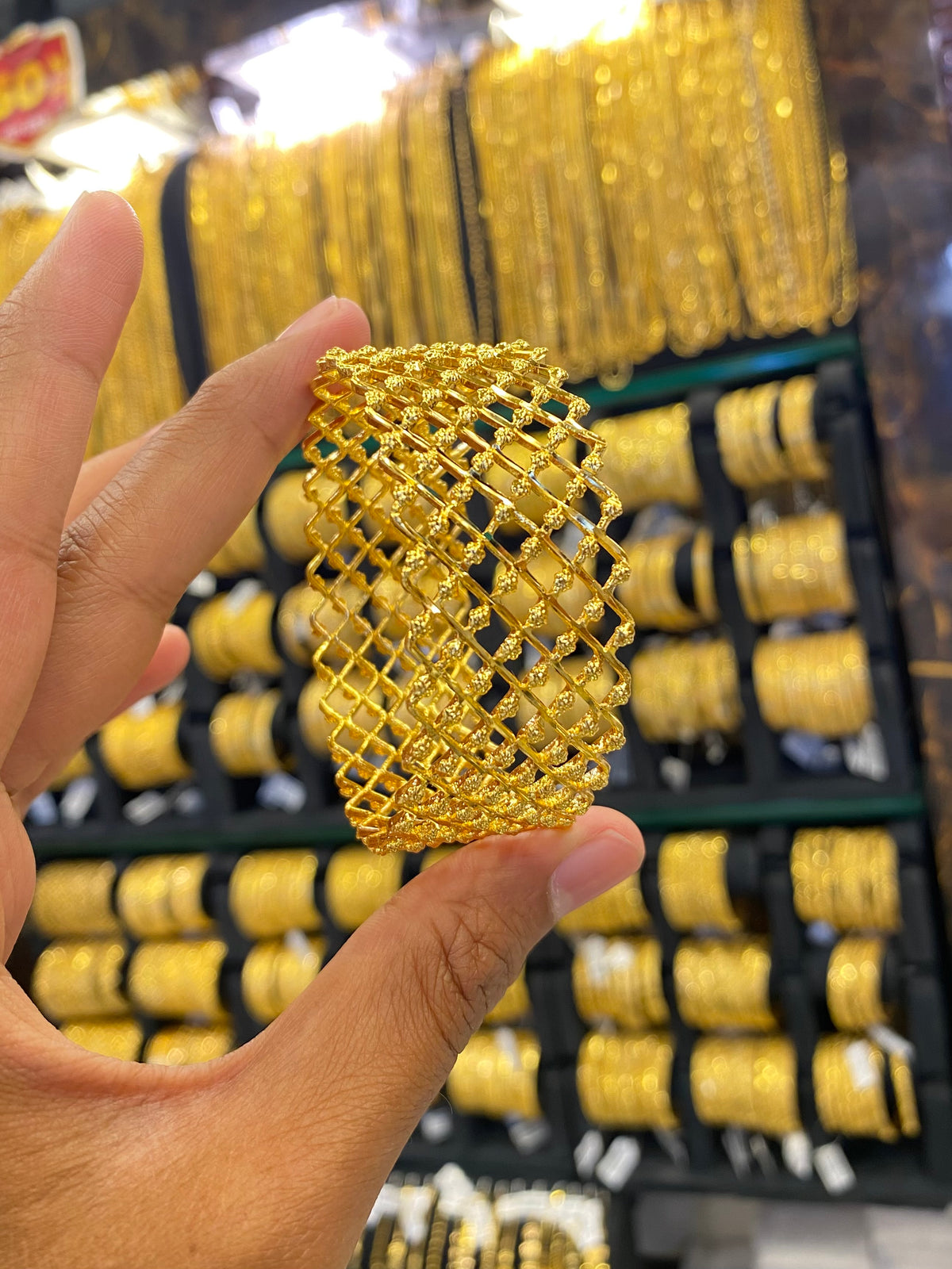 Gold plated bangle Kada 1pcs - Netted style